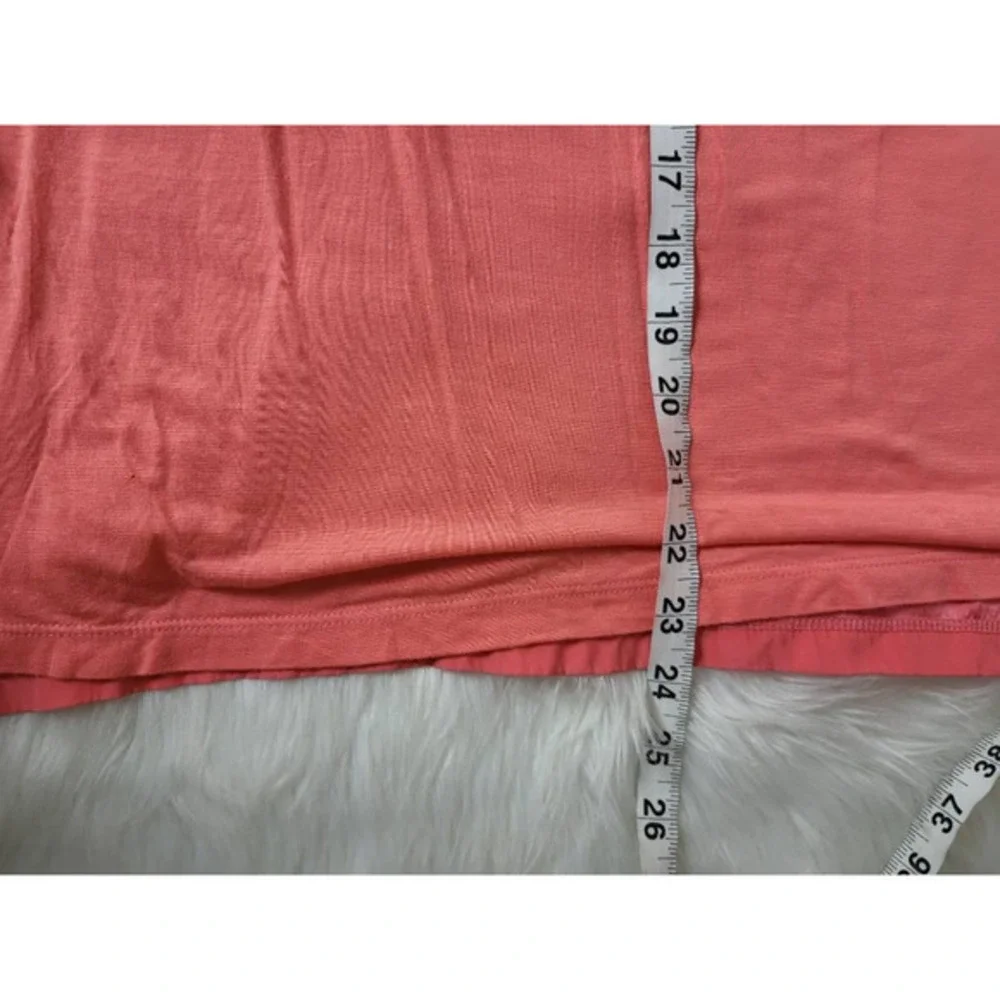 7 For All Mankind Womens T-Shirt Pink Short Sleeve Roll Tab Scoop Neck Stretch M - Picture 4 of 6